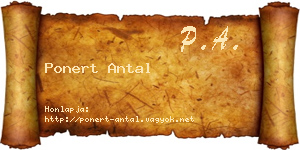 Ponert Antal névjegykártya